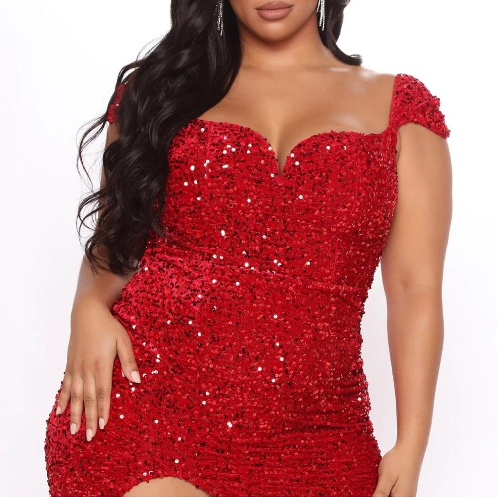 Fashion nova red sequin dress